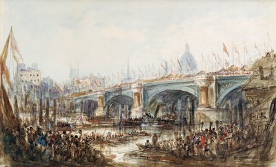 View of the Opening of the New Blackfriars Bridge by Queen Victoria (1819-1901) 6th November 1869 by George the Younger Chambers
